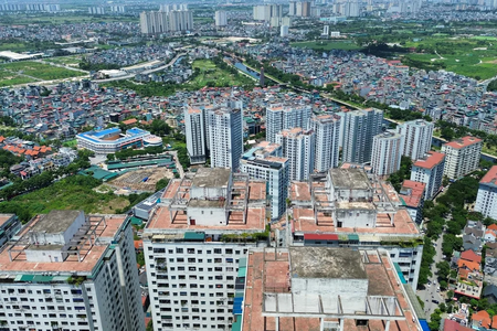 Aerial view of Ho Chi Minh City urban development and skyscrapers